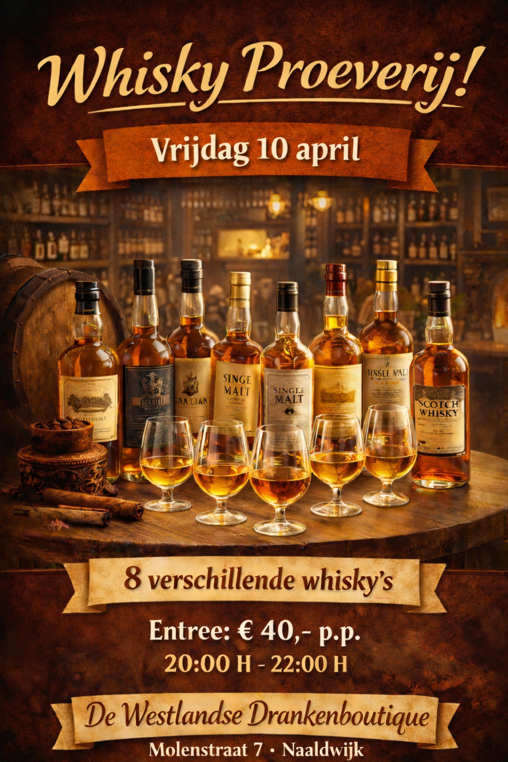 Whisky Proeverij Vrijdag 10 April